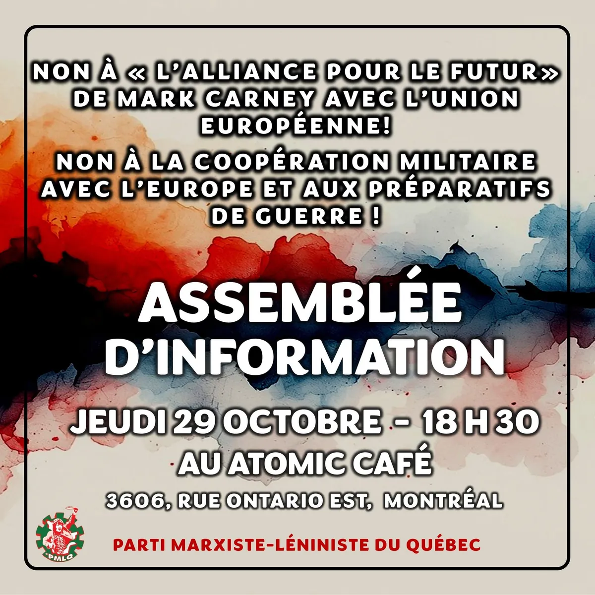 Affiche de l'assemblée d'information du 29 octobre